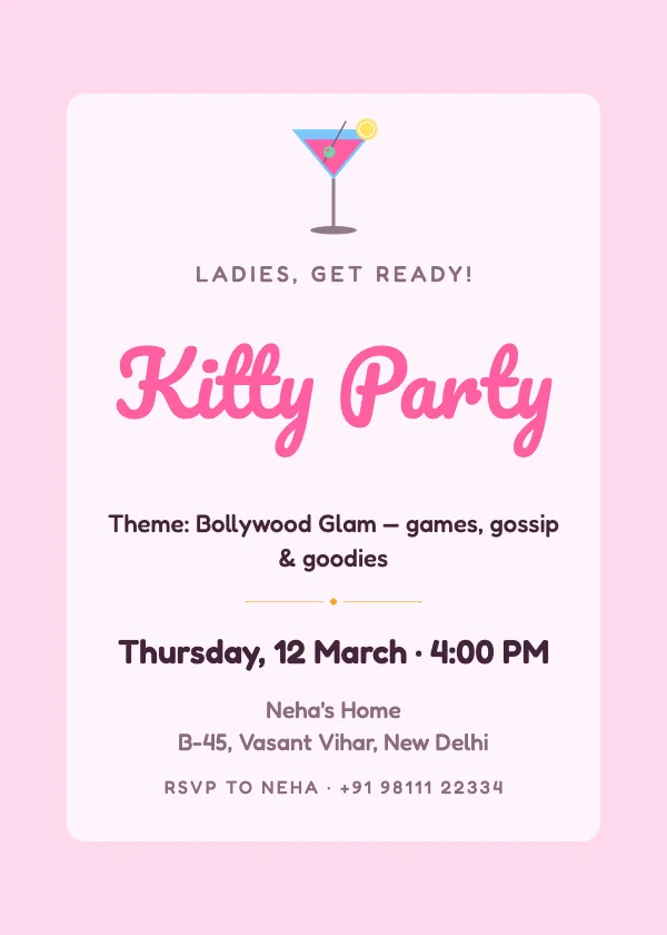 Kitty Party Invitation