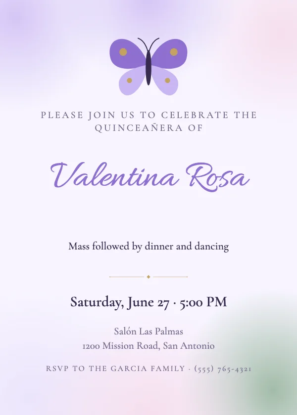 Butterfly Garden Quinceañera Invitation