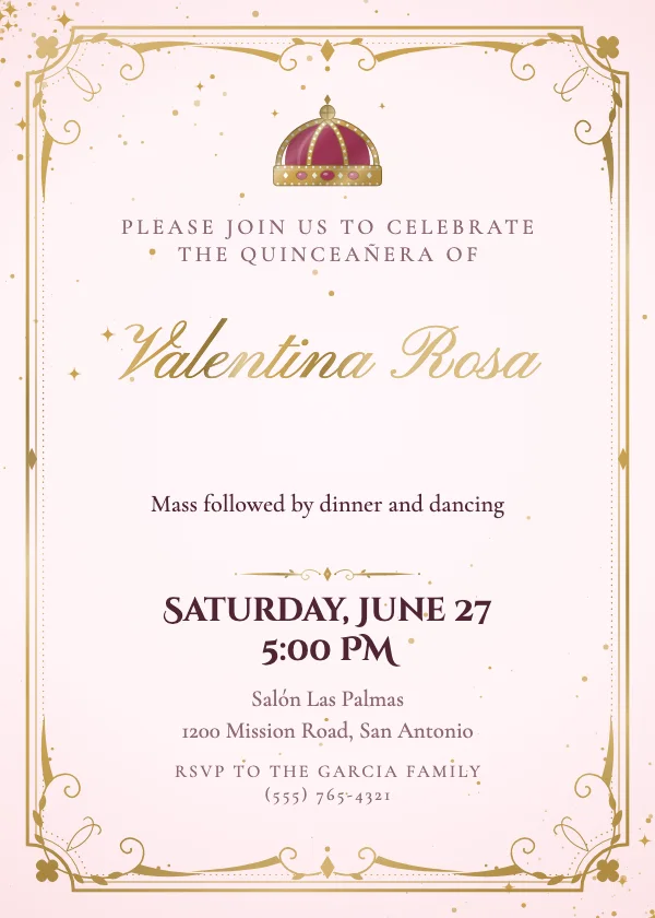 Royal Tiara Quinceañera Invitation