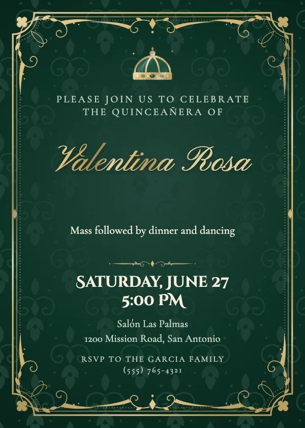 Velvet Baroque Quinceañera Invitation