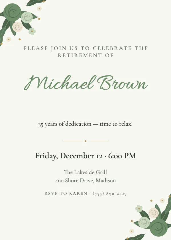 Garden Retirement Invitation