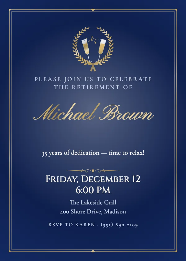 Laurel Honours Retirement Invitation