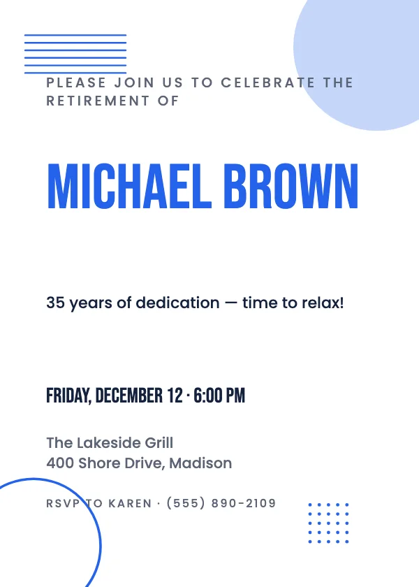 Modern Retirement Invitation