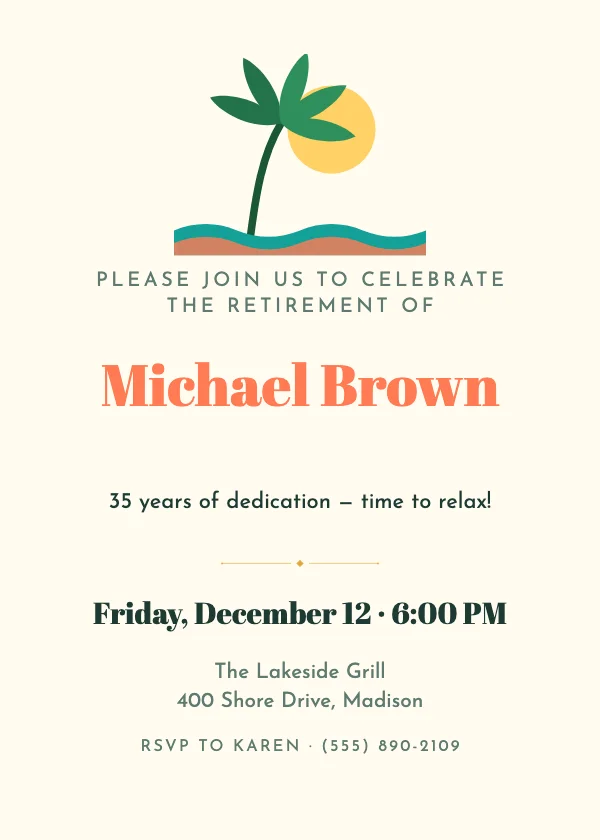 Tropical Retirement Invitation