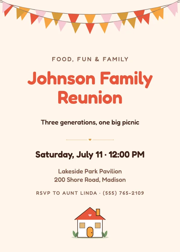 Family Picnic Reunion Invitation