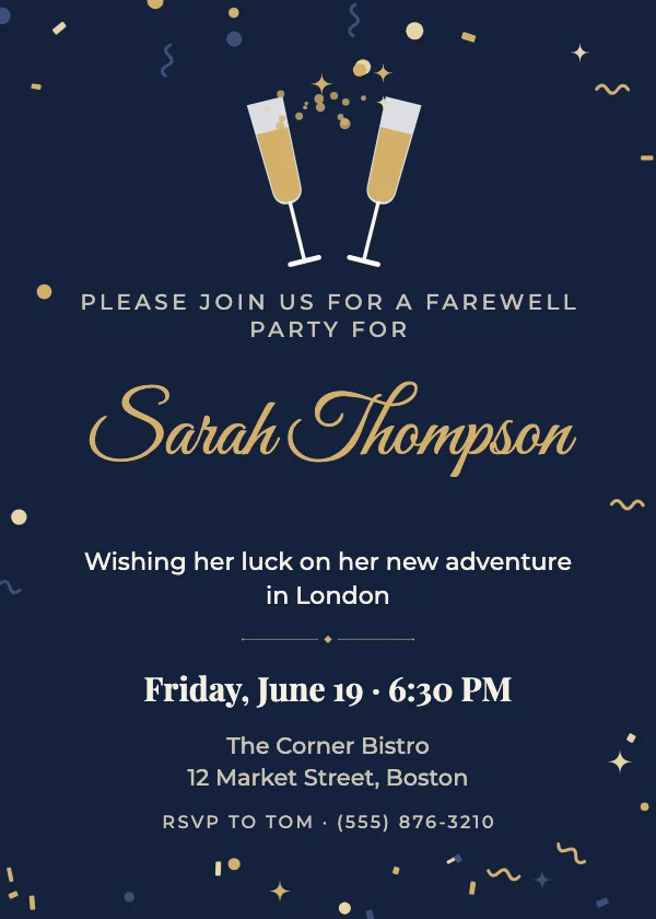 Champagne Cheers Reunion Invitation