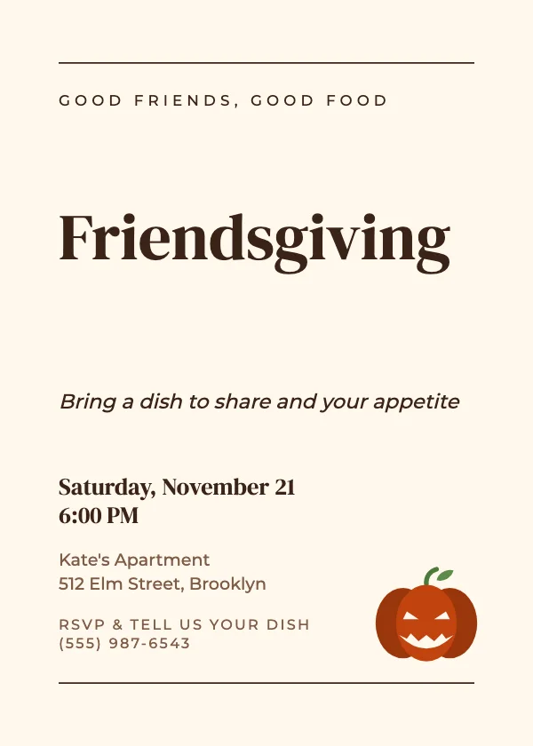 Editorial Thanksgiving Invitation