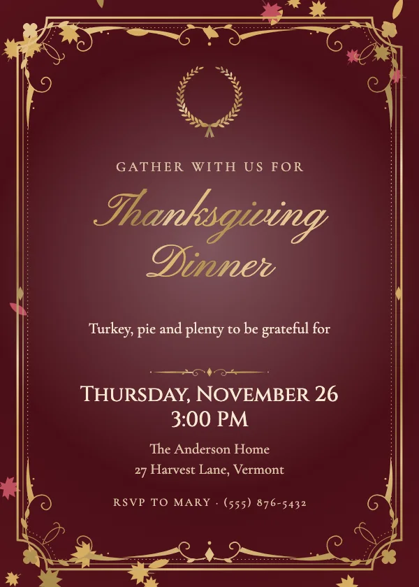 Harvest Velvet Thanksgiving Invitation