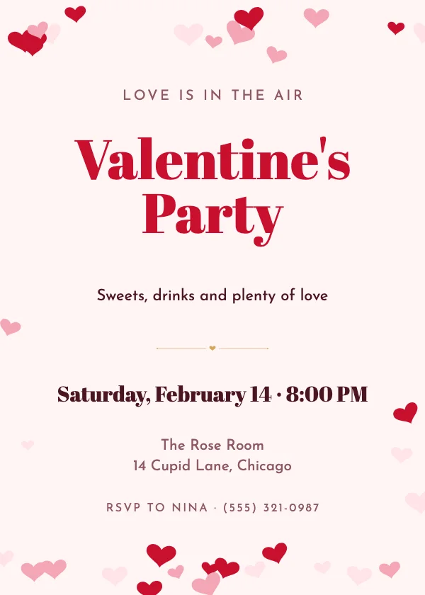 Cupid Hearts Valentine’s Party Invitation