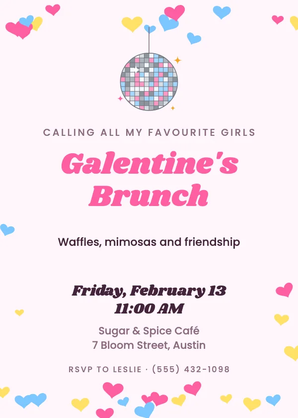 Disco Ball Valentine’s Party Invitation