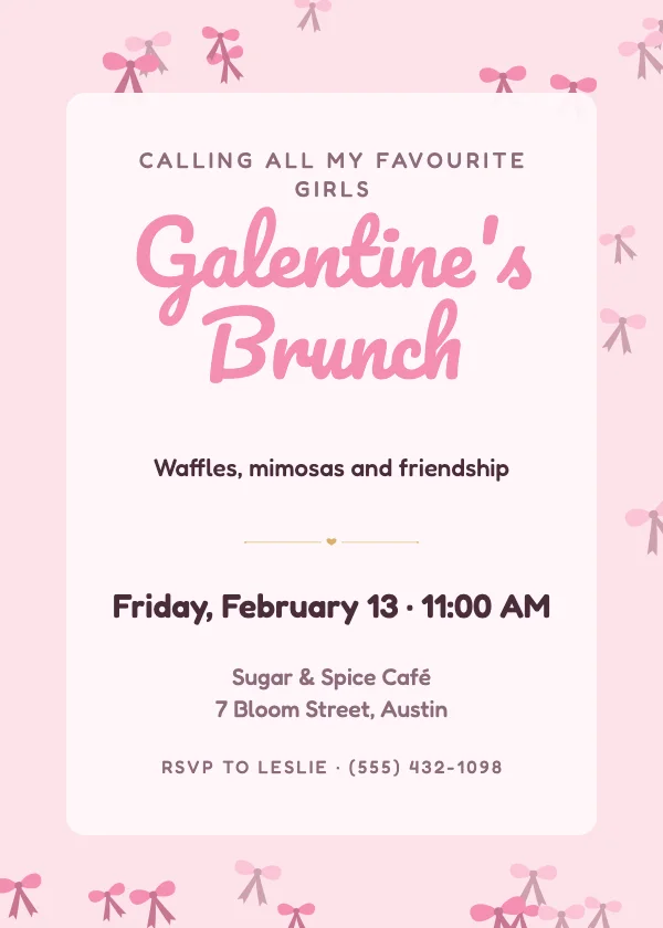 Coquette Bows Valentine’s Party Invitation
