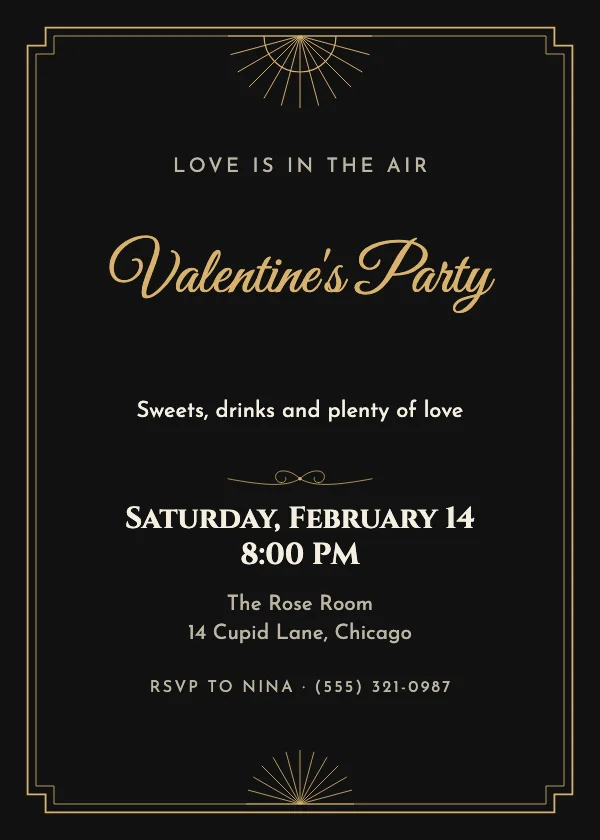 Noir Romance Valentine’s Party Invitation