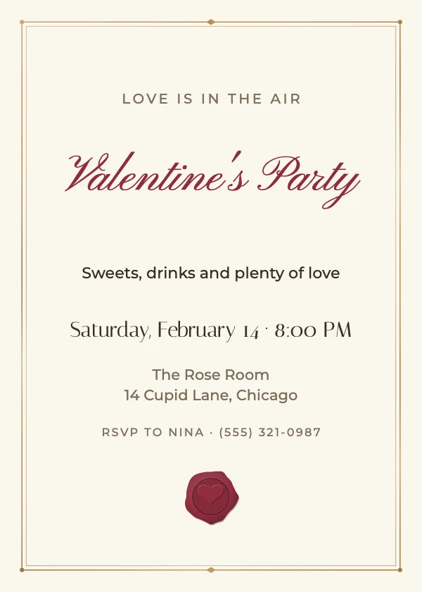 Wax Seal Valentine’s Party Invitation