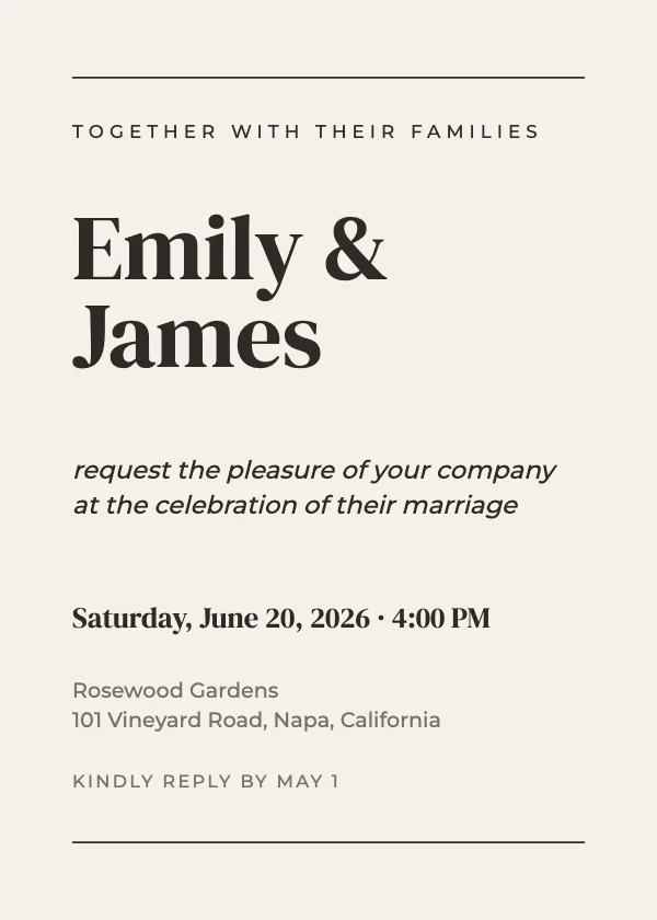 Editorial Wedding Invitation