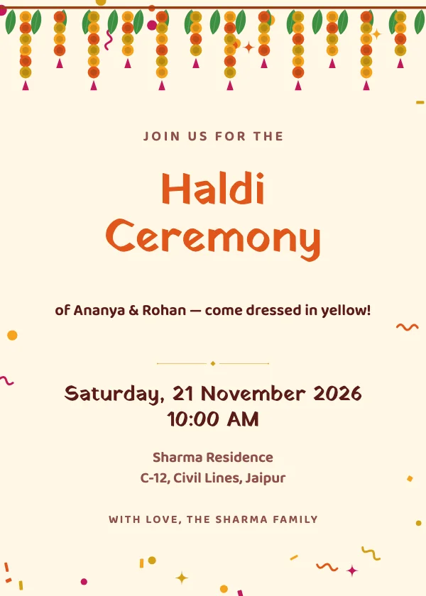 Haldi Ceremony Wedding Invitation
