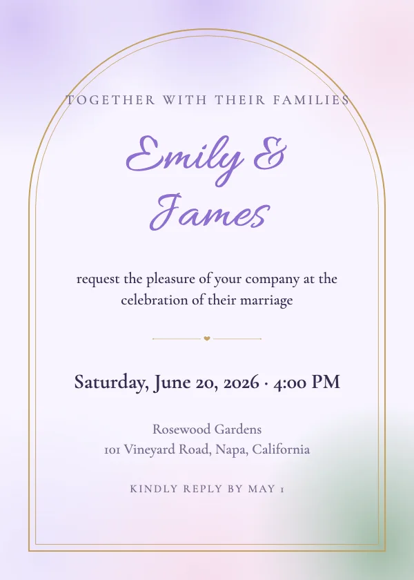 Lavender Watercolour Wedding Invitation