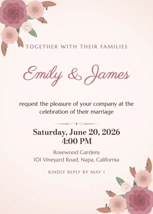 Luxe Peonies Wedding Invitation
