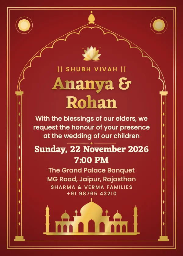 Maharaja Palace Wedding Invitation