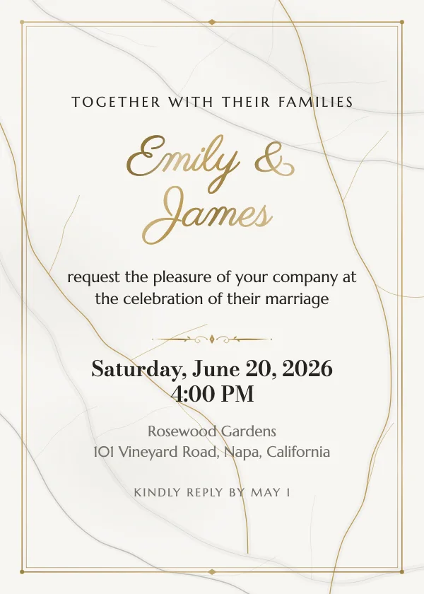 Marble & Gold Wedding Invitation