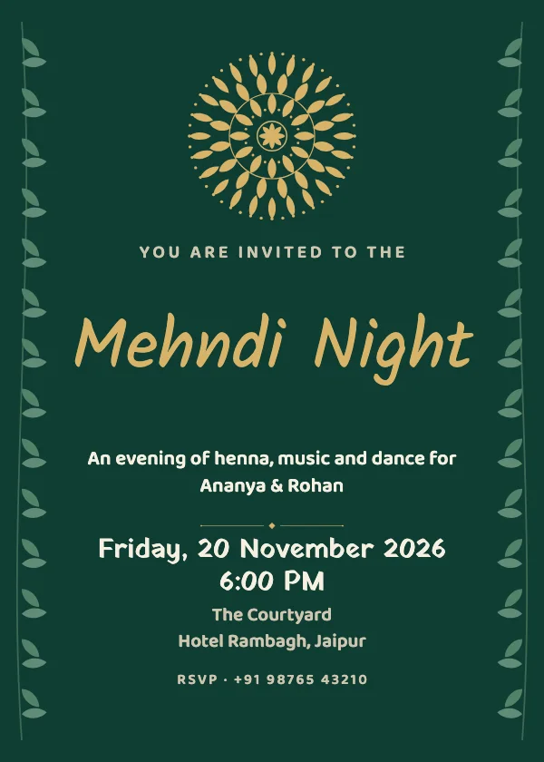 Mehndi Night Wedding Invitation
