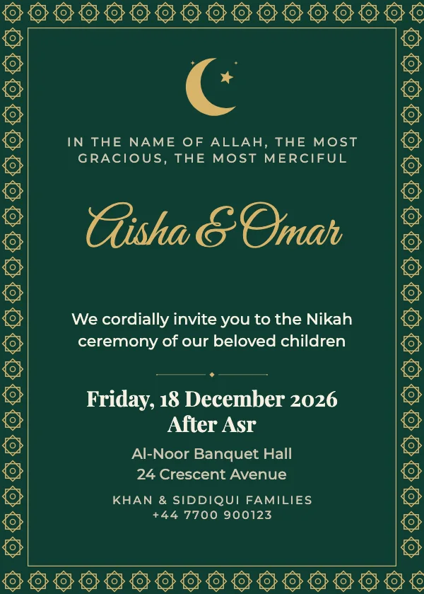 Emerald Nikah Wedding Invitation