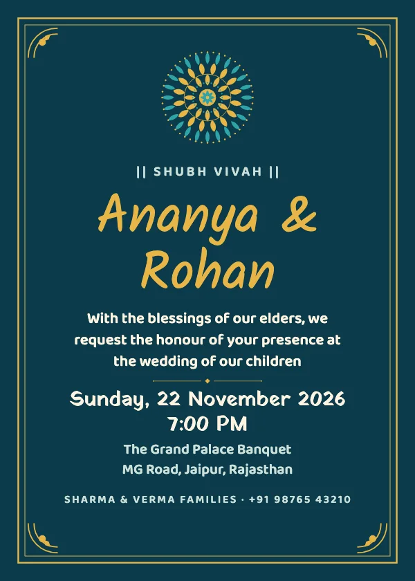 Peacock Mandala Wedding Invitation