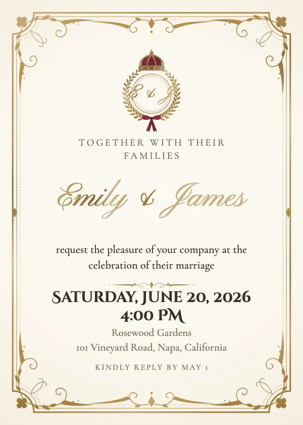 Royal Crest Wedding Invitation