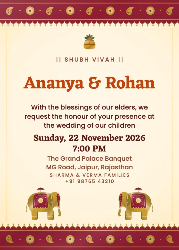 Royal Elephants Wedding Invitation
