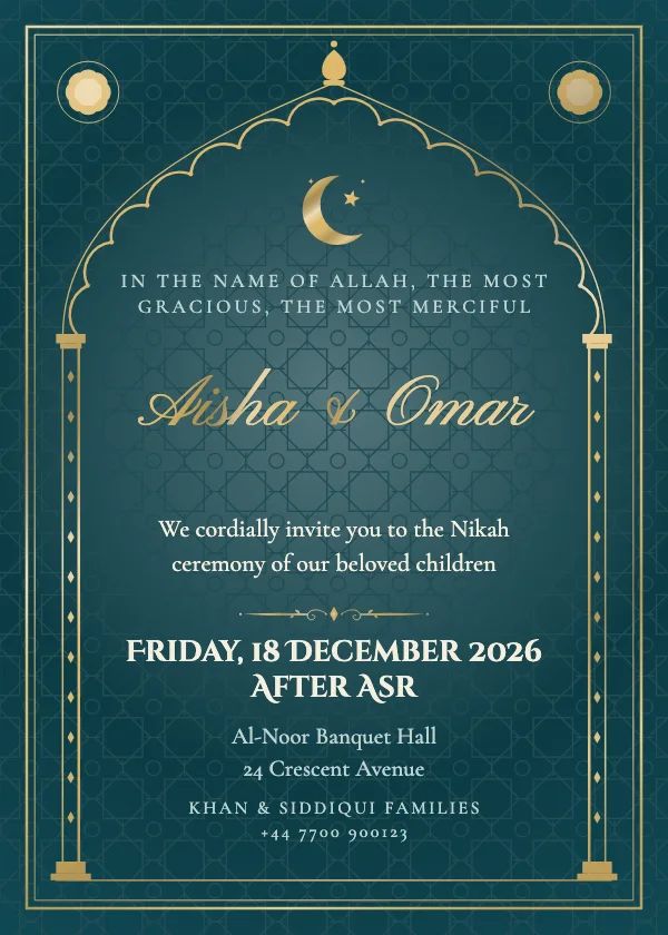 Royal Nikah Wedding Invitation
