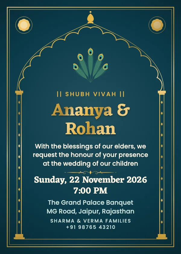 Royal Peacock Wedding Invitation