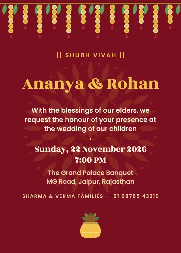 Royal Red Shubh Vivah Wedding Invitation