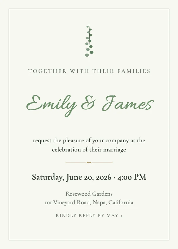 Sage Greenery Wedding Invitation