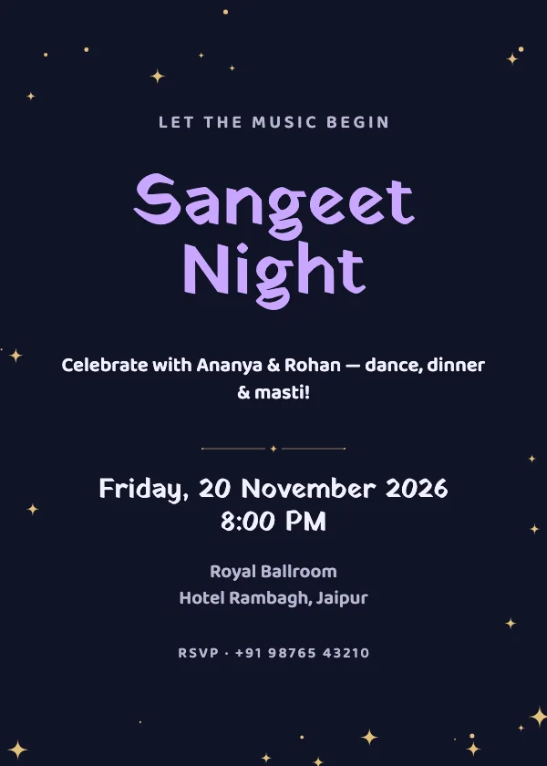 Sangeet Night Wedding Invitation