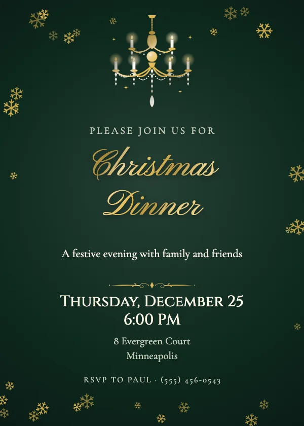 Chandelier Ballroom Christmas Party Invitation