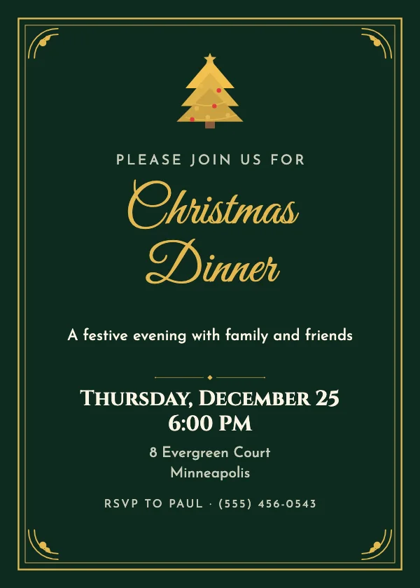 Golden Christmas Party Invitation