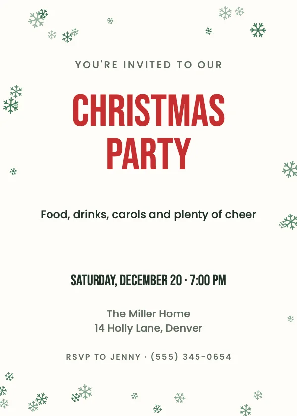 Merry & Bright Christmas Party Invitation