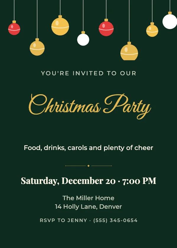Festive Ornaments Christmas Party Invitation