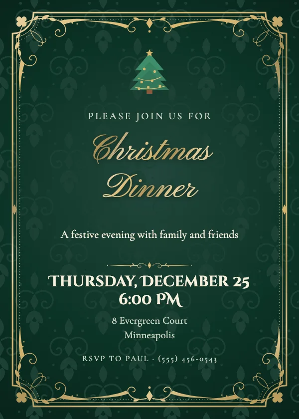 Velvet Baroque Christmas Party Invitation