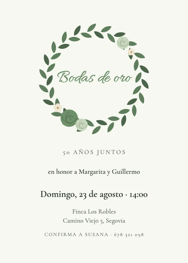 Invitación de aniversario Corona perenne