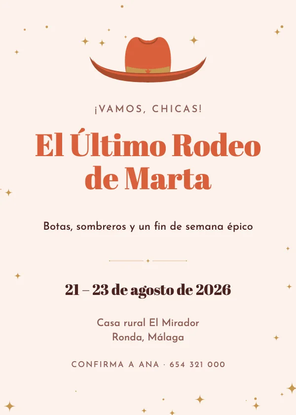 Invitación de Despedida de Soltera Último rodeo