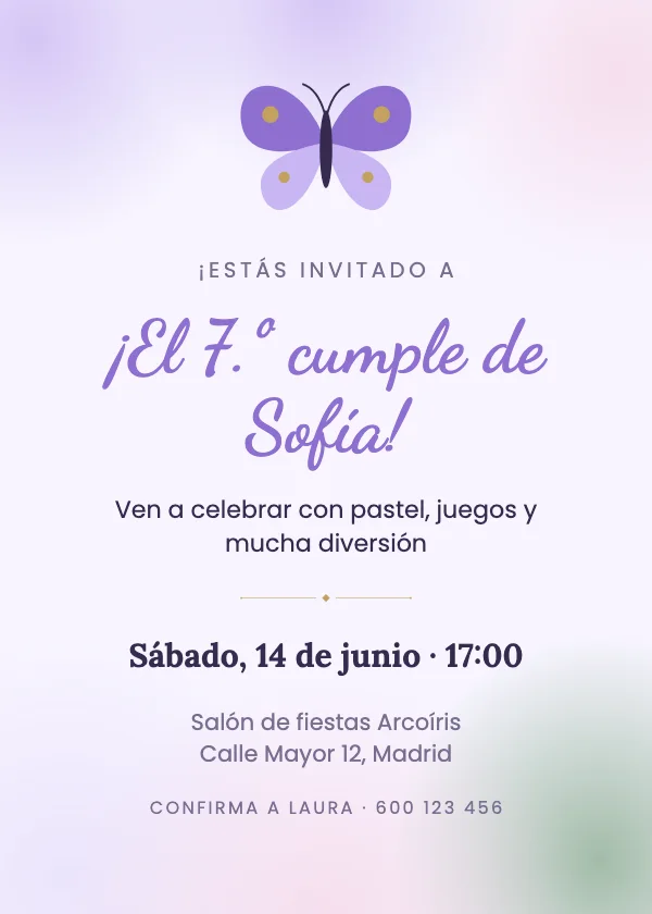 Invitación de cumpleaños Jardín de mariposas