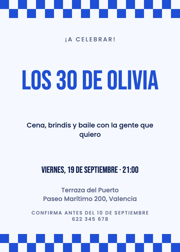Invitación de cumpleaños Cuadros retro