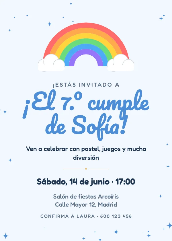 Invitación de cumpleaños Arcoíris