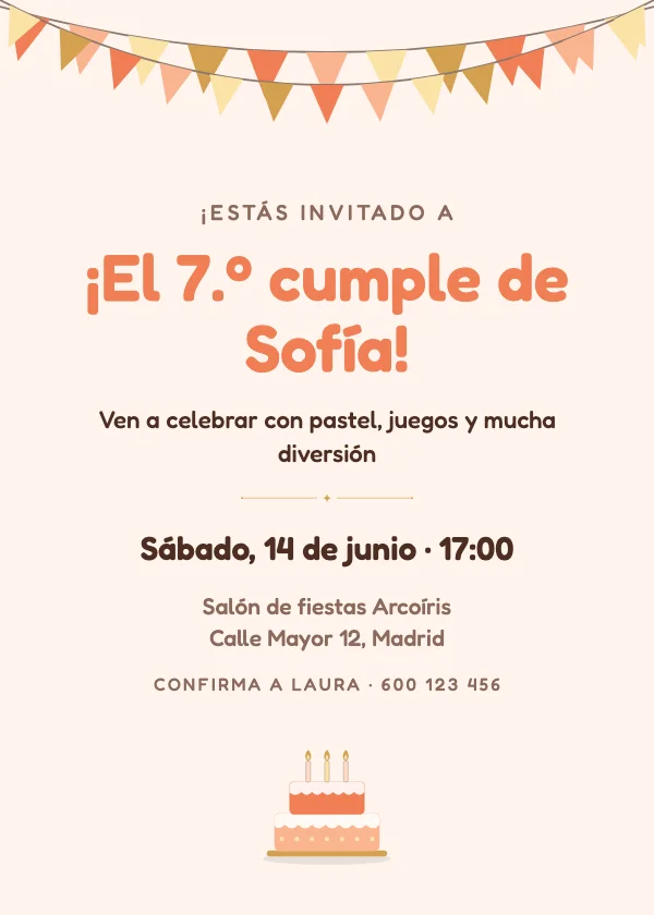 Invitación de cumpleaños Banderines de fiesta