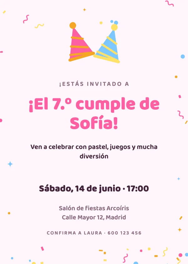 Invitación de cumpleaños Gorritos de fiesta