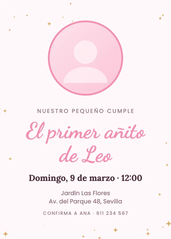Invitación de cumpleaños Primer año con foto