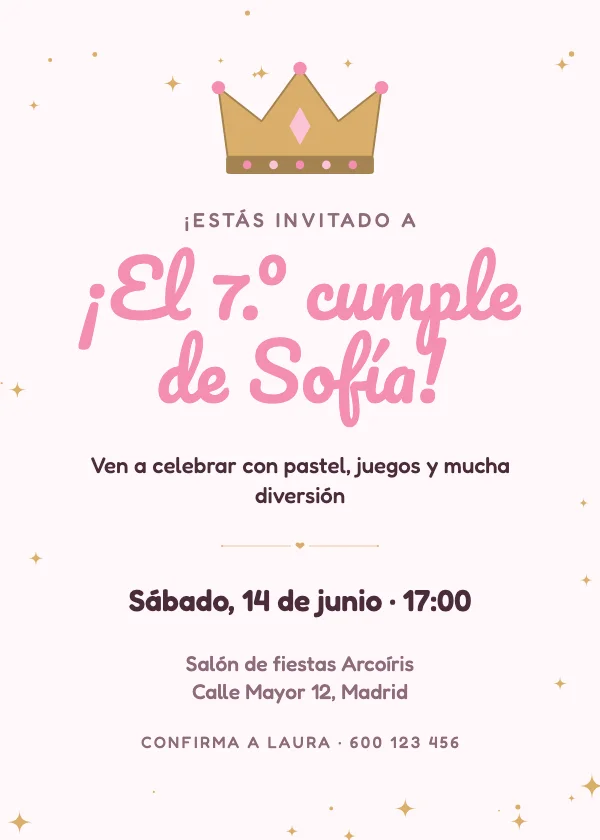 Invitación de cumpleaños Corona de princesa