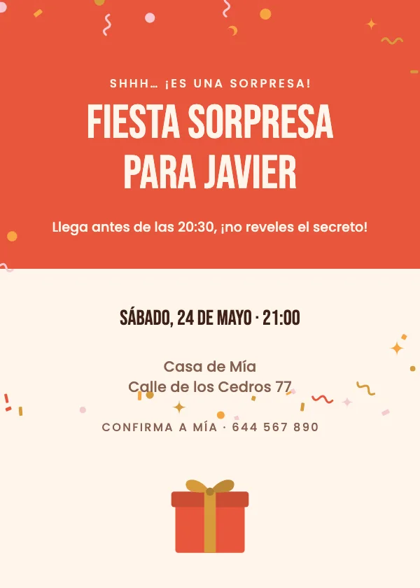 Invitación de cumpleaños Fiesta sorpresa