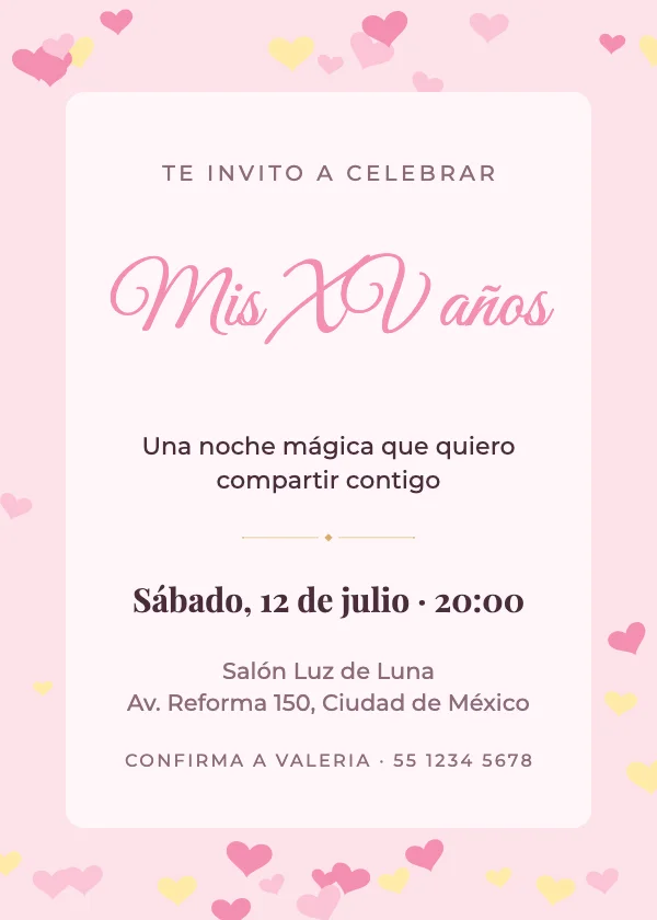 Invitación de cumpleaños Dulces dieciséis