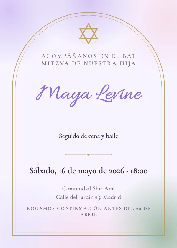 Invitación de Bar Mitzvá Arco floral